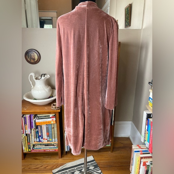 Suzanne Betro SB Mauve Pink Velvet Duster Kimono Cardigan Sz Large L - Picture 10 of 16